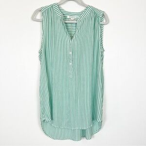 Beach Lunch Lounge Kammara Sleeveless Top Green & White Striped Size Small NWT
